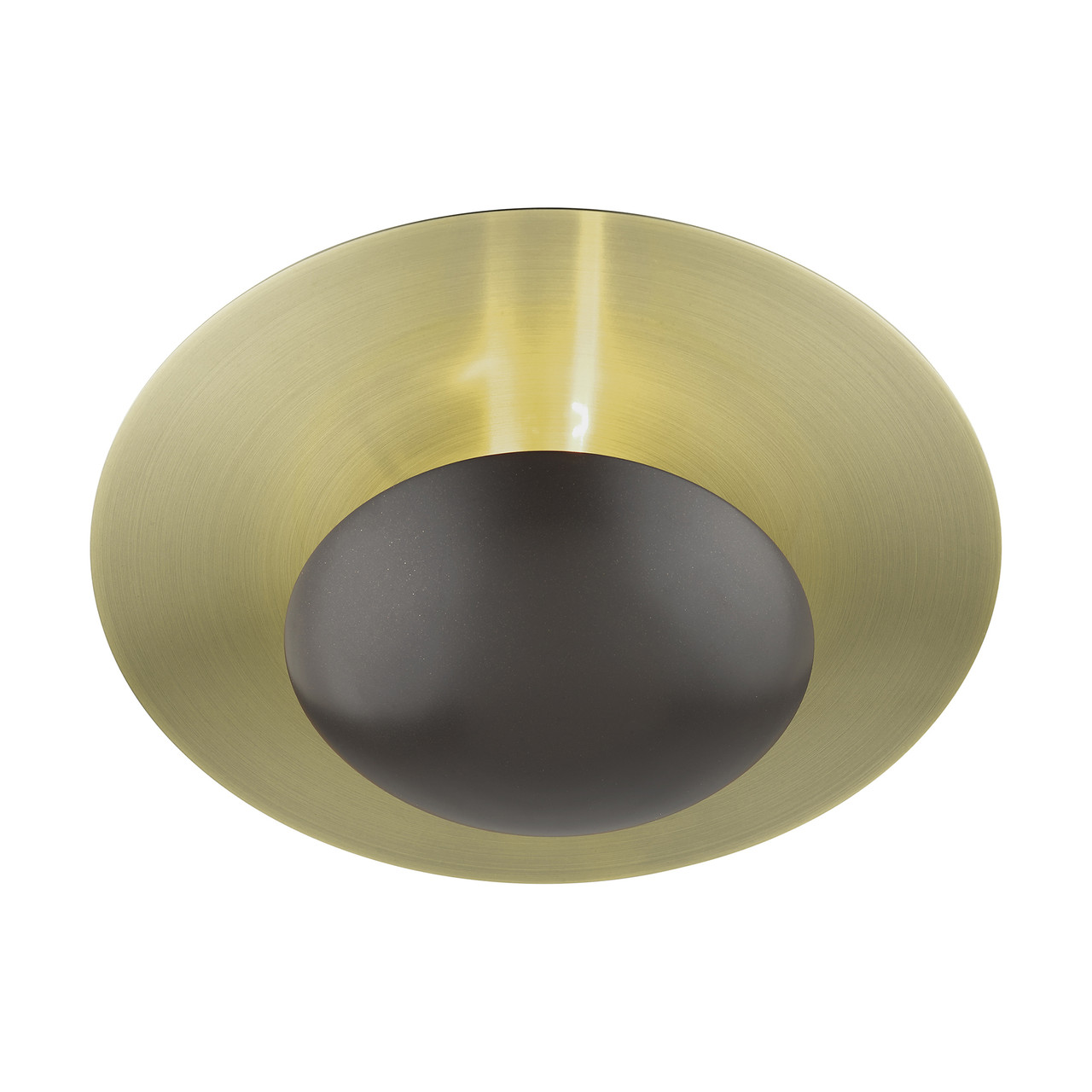 LIVEX LIGHTING 56570-92 2 Light English Bronze Large Semi-Flush/ Wall Sconce with Antique Brass Reflector Backplate