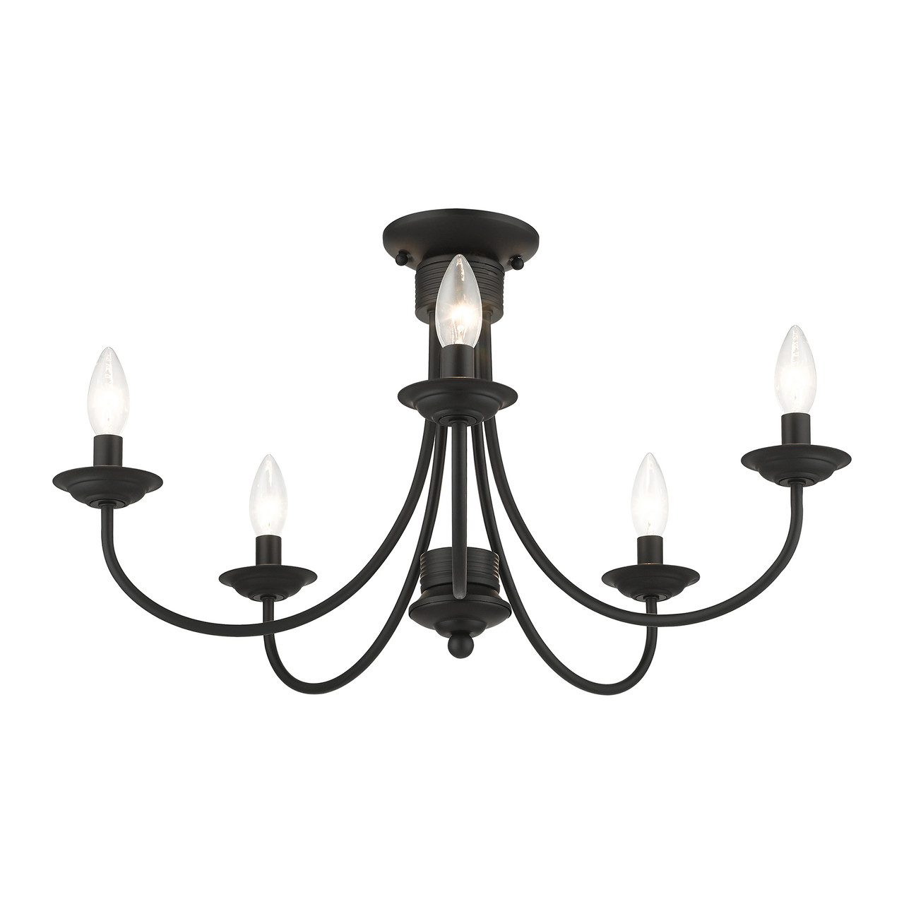 LIVEX LIGHTING 42684-04 5 Light Black Large Semi-Flush