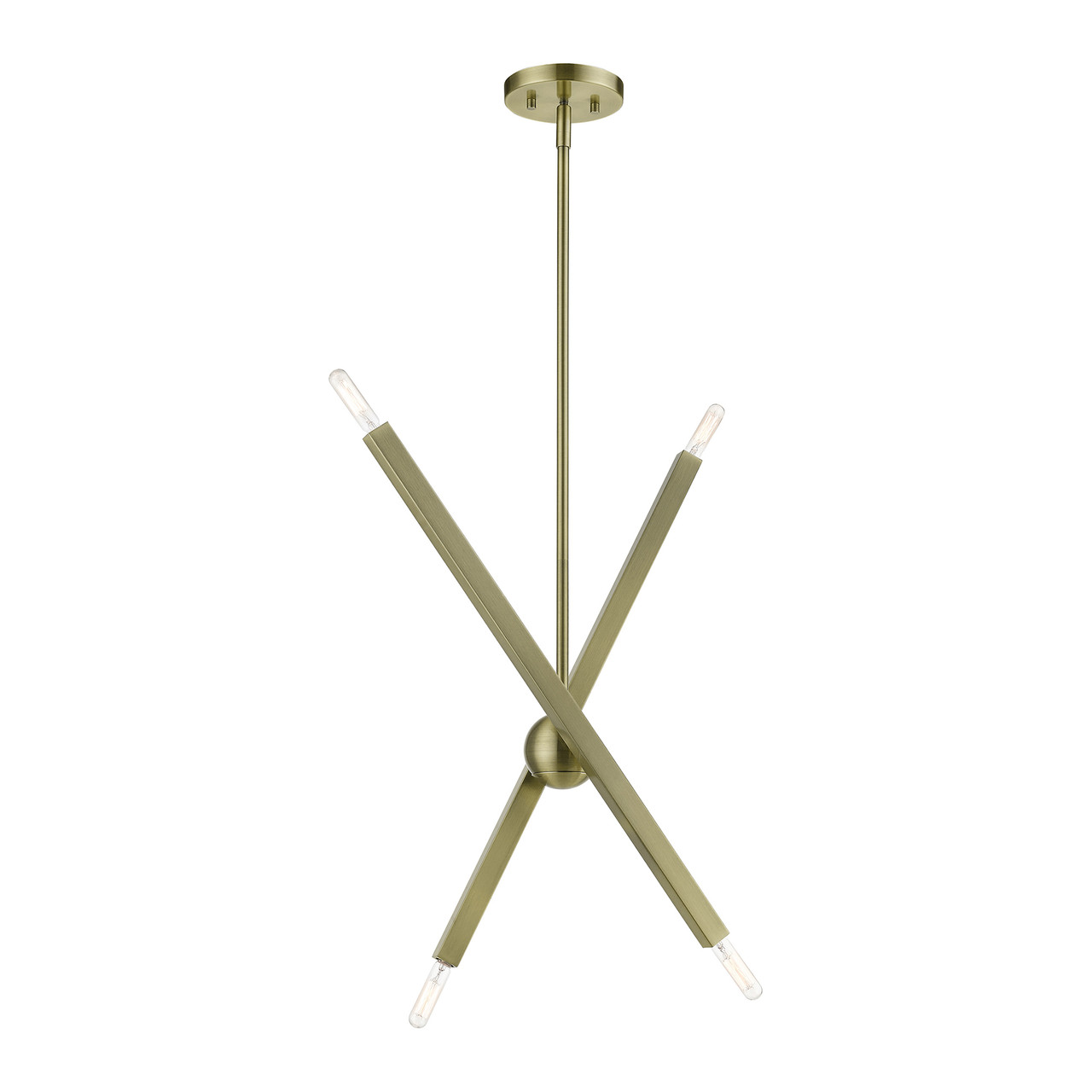 LIVEX LIGHTING 46983-01 4 Light Antique Brass Linear Chandelier