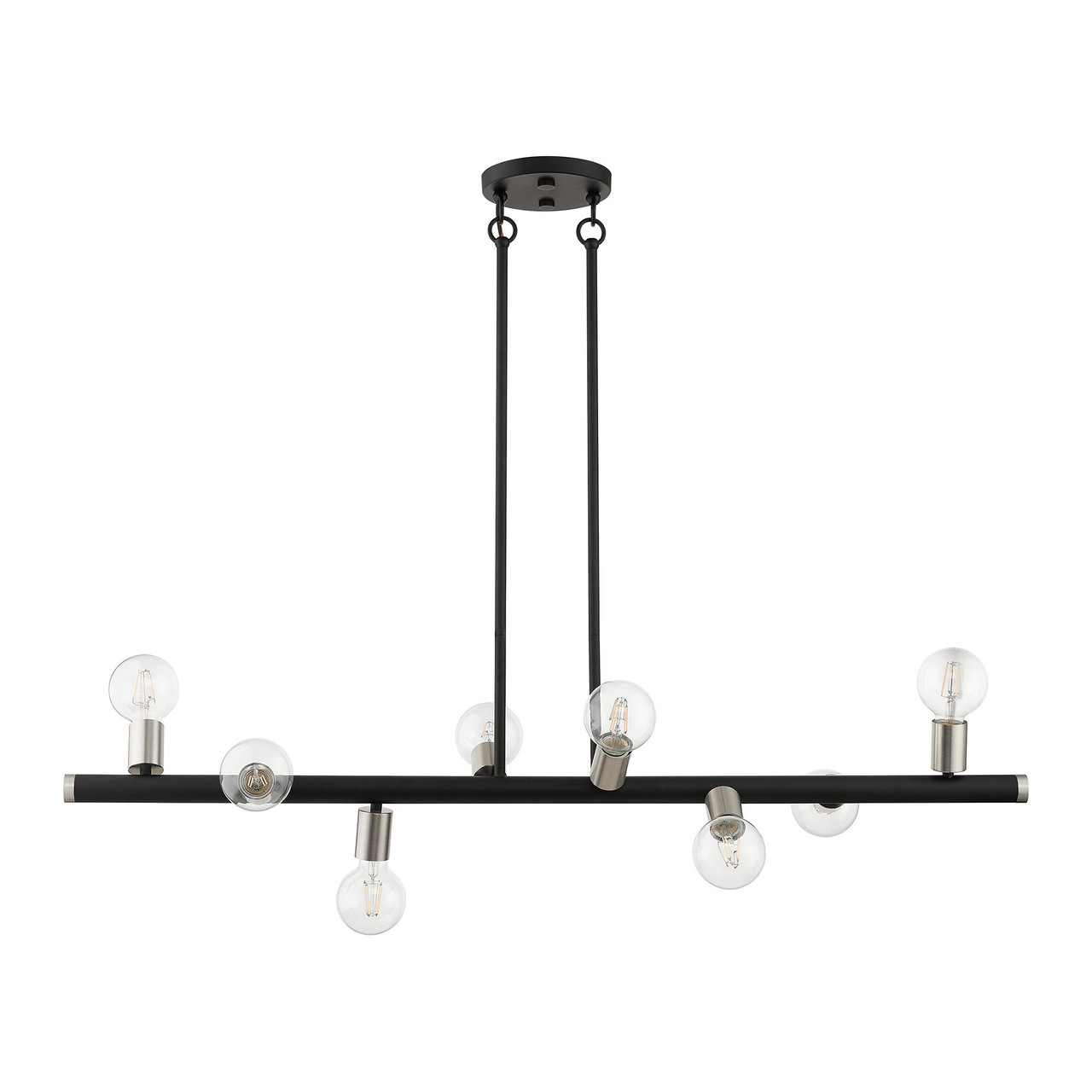 LIVEX LIGHTING 45868-04 8 Light Black Large Chandelier with Brushed Nickel Accents