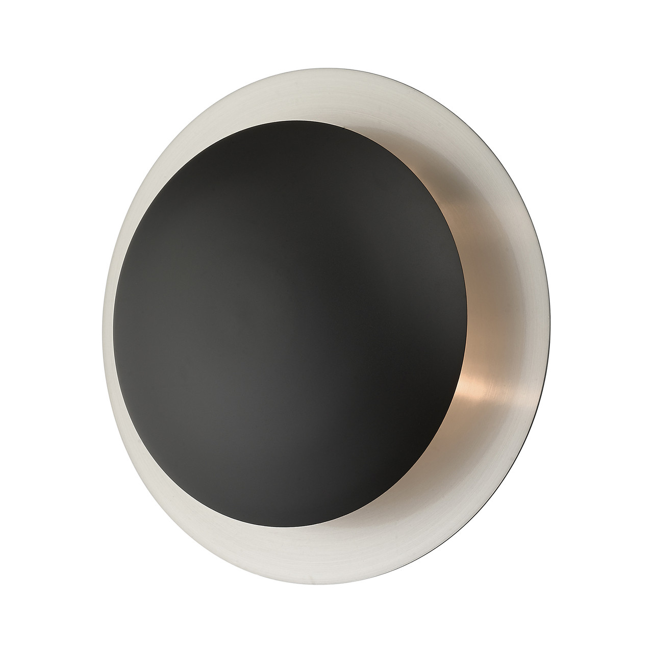 LIVEX LIGHTING 56571-04 2 Light Black Medium Semi-Flush/ Wall Sconce with Brushed Nickel Reflector Backplate