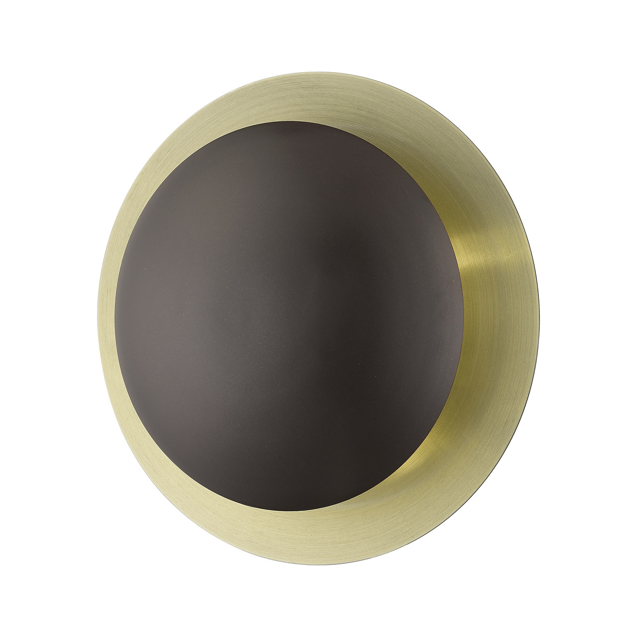 LIVEX LIGHTING 56571-92 2 Light English Bronze Medium Semi-Flush/ Wall Sconce with Antique Brass Reflector Backplate