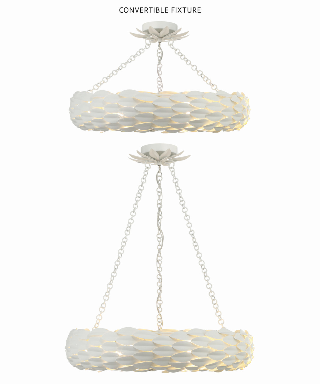 CRYSTORAMA 536-MT_CEILING Broche 6 Light Matte White Ceiling Mount