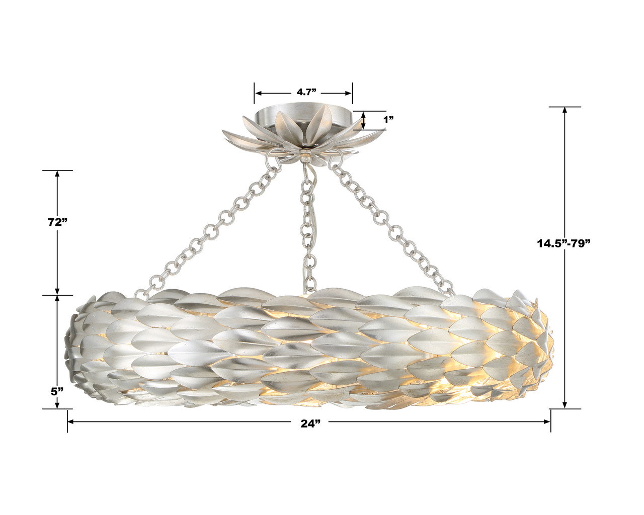 CRYSTORAMA 536-SA_CEILING Broche 6 Light Antique Silver Ceiling Mount