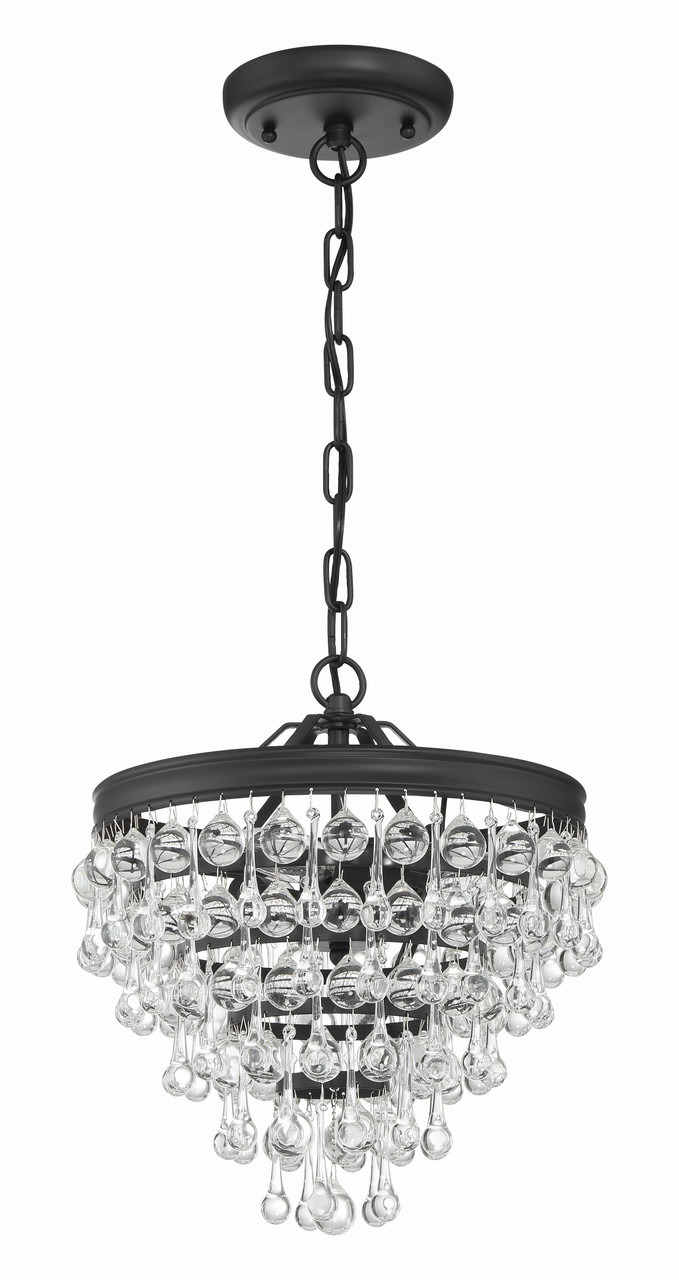 CRYSTORAMA 130-MK Calypso 3 Light Matte Black Mini Chandelier