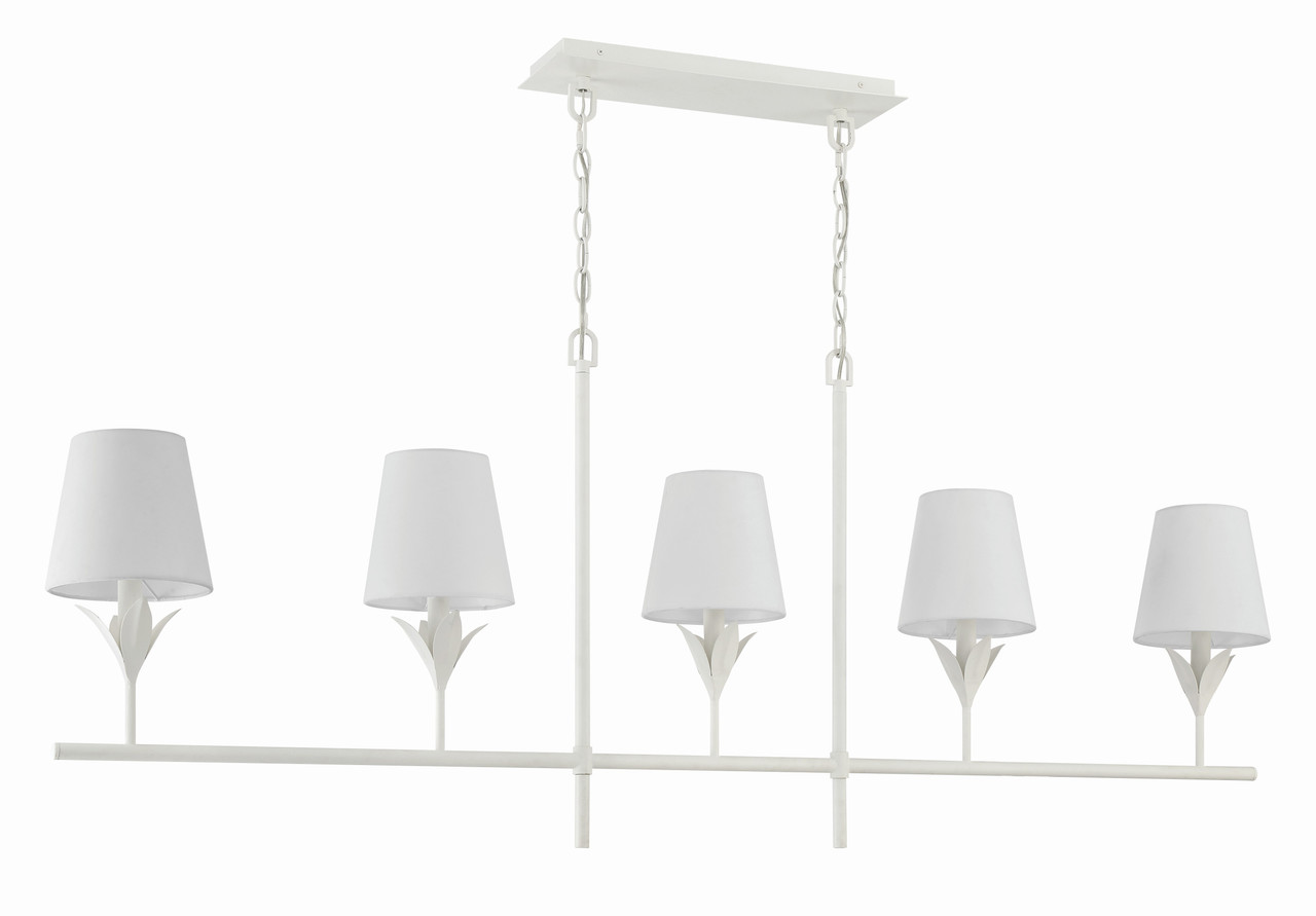 CRYSTORAMA 537-MT Broche 5 Light Matte White Chandelier