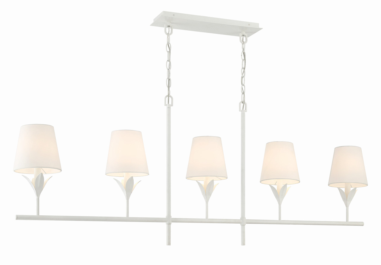 CRYSTORAMA 537-MT Broche 5 Light Matte White Chandelier