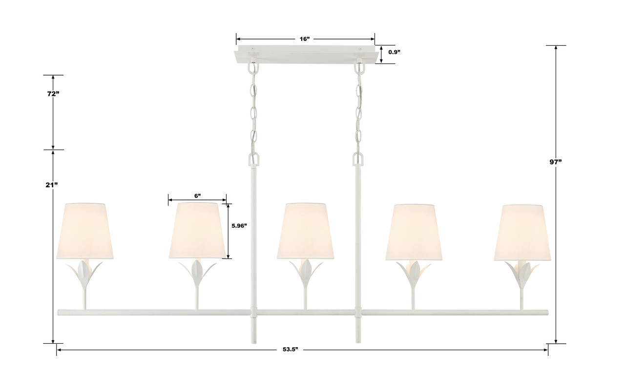 CRYSTORAMA 537-MT Broche 5 Light Matte White Chandelier