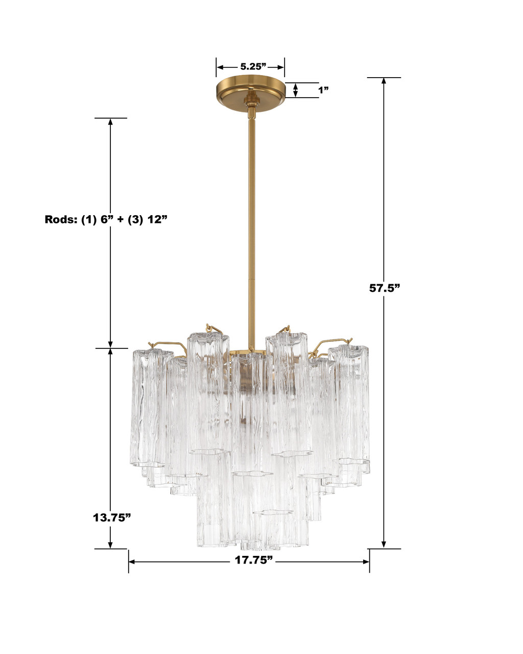 CRYSTORAMA ADD-300-AG-CL Addis 4 Light Aged Brass Chandelier