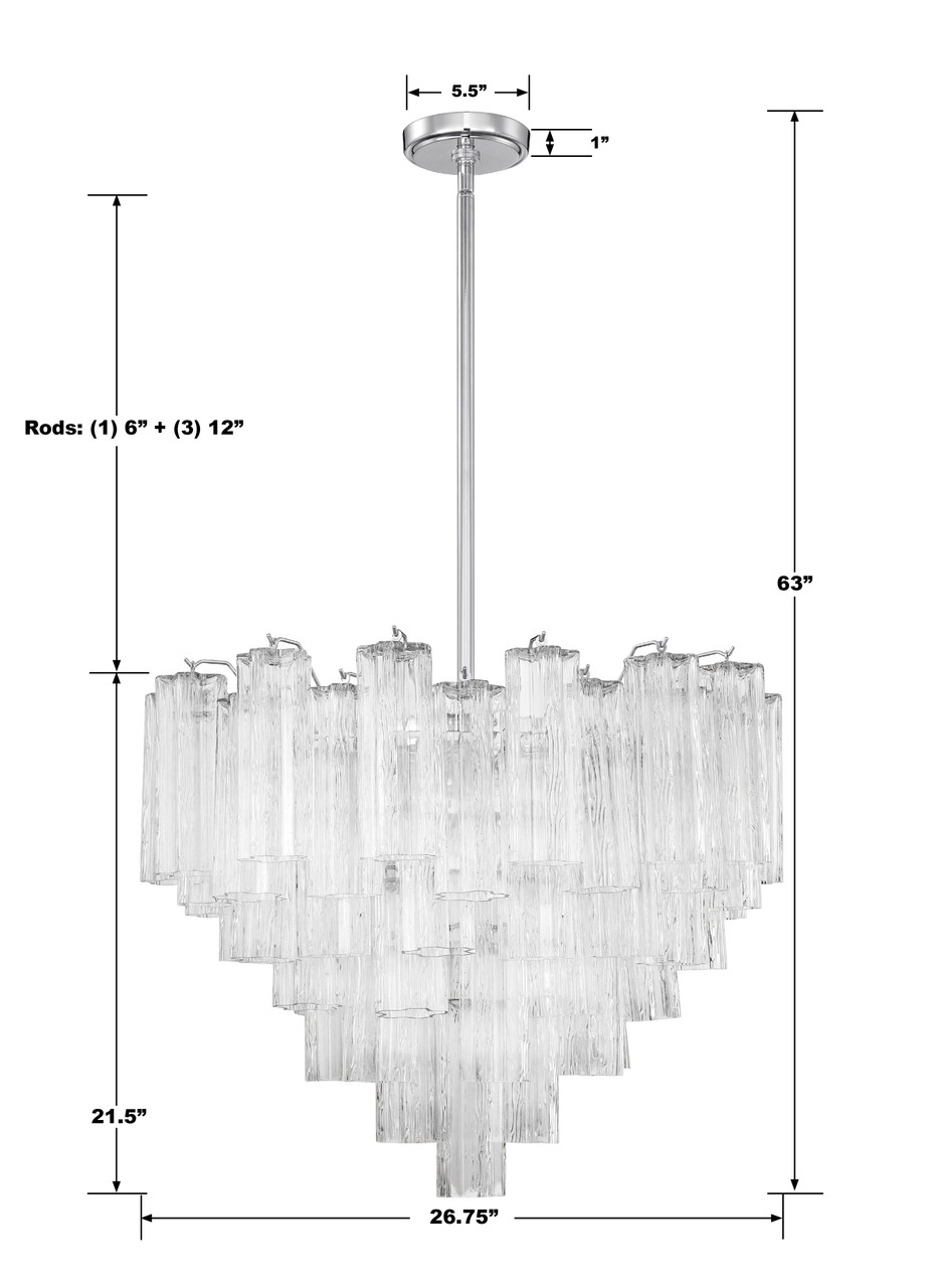 CRYSTORAMA ADD-312-CH-CL Addis 12 Light Polished Chrome Chandelier