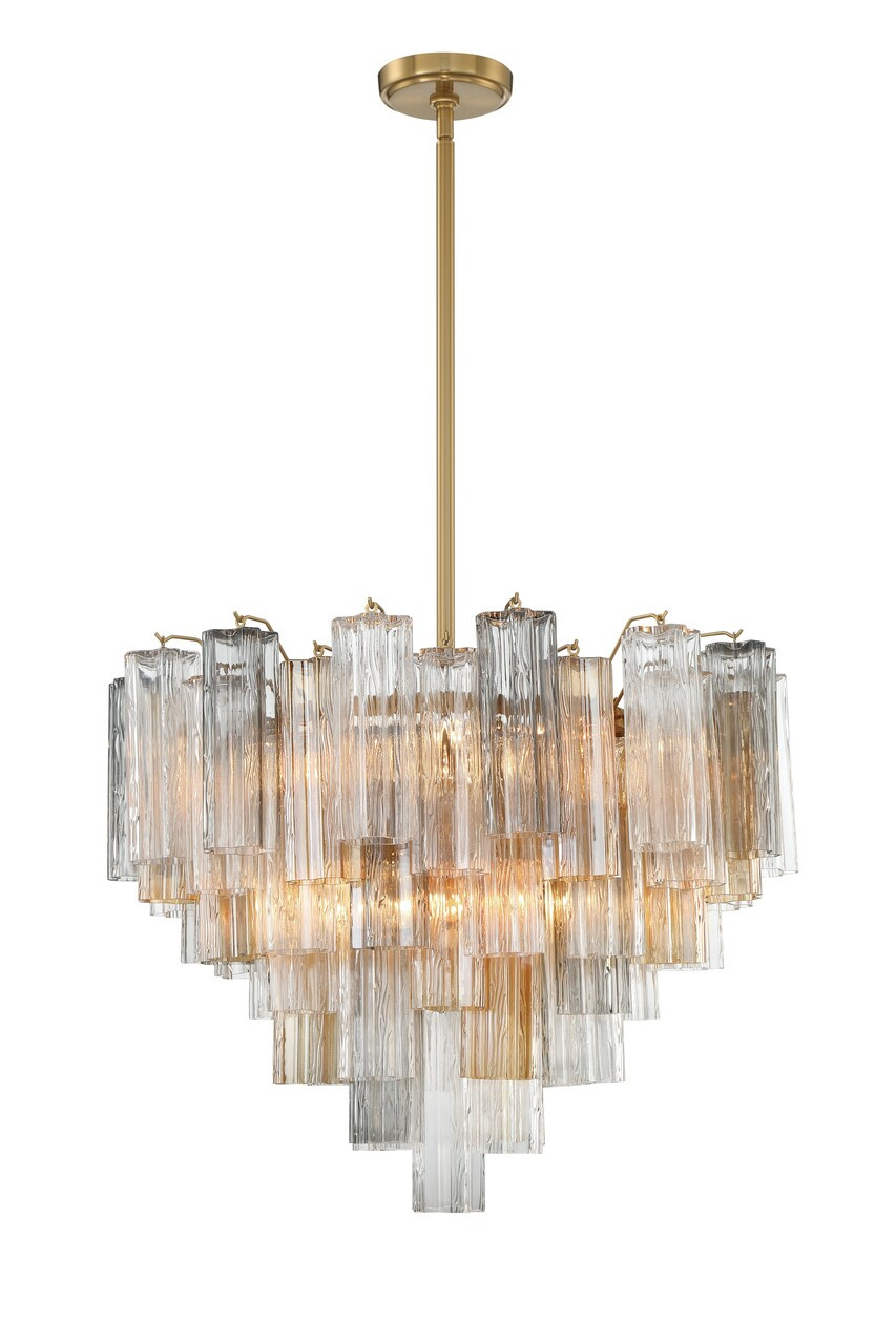 CRYSTORAMA ADD-312-AG-AU Addis 12 Light Aged Brass Chandelier