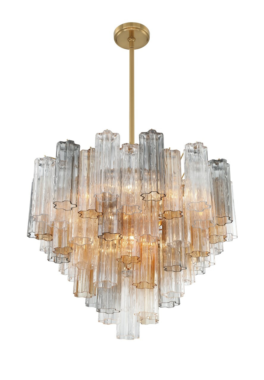 CRYSTORAMA ADD-312-AG-AU Addis 12 Light Aged Brass Chandelier