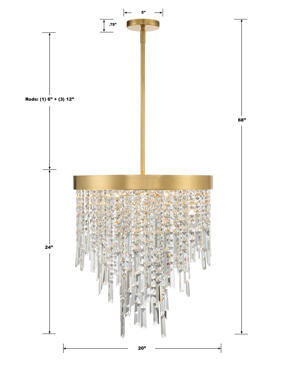 CRYSTORAMA WIN-215-GA-CL-MWP Winfield 5 Light Antique Gold Chandelier