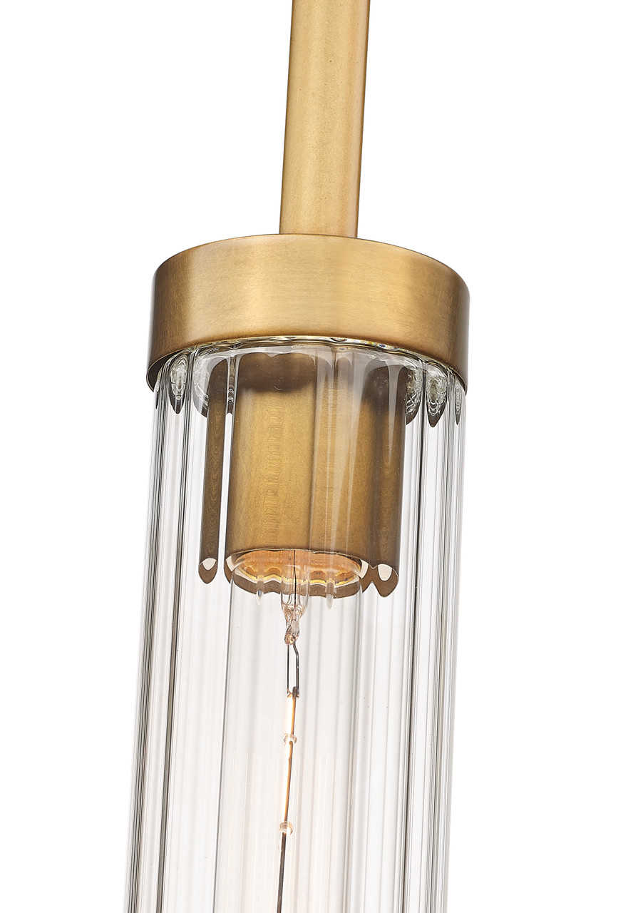 Z-LITE 740P-ROD-RB 1-Light Pendant, Rubbed Brass