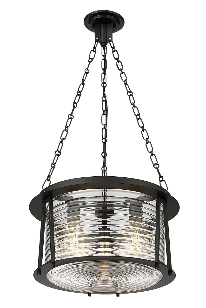 Z-LITE 7503P18-MB 3-Light Pendant, Matte Black