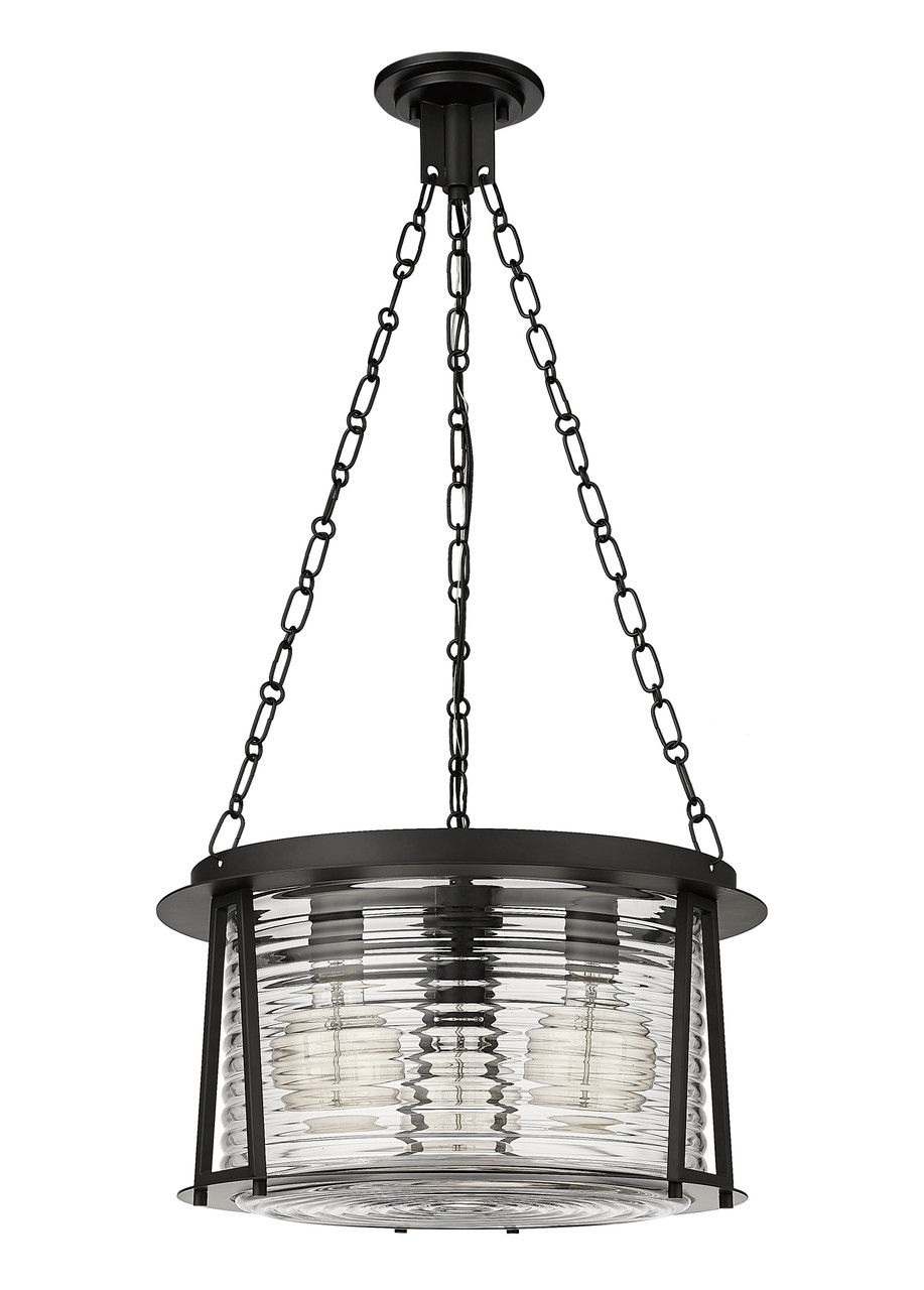 Z-LITE 7503P18-MB 3-Light Pendant, Matte Black