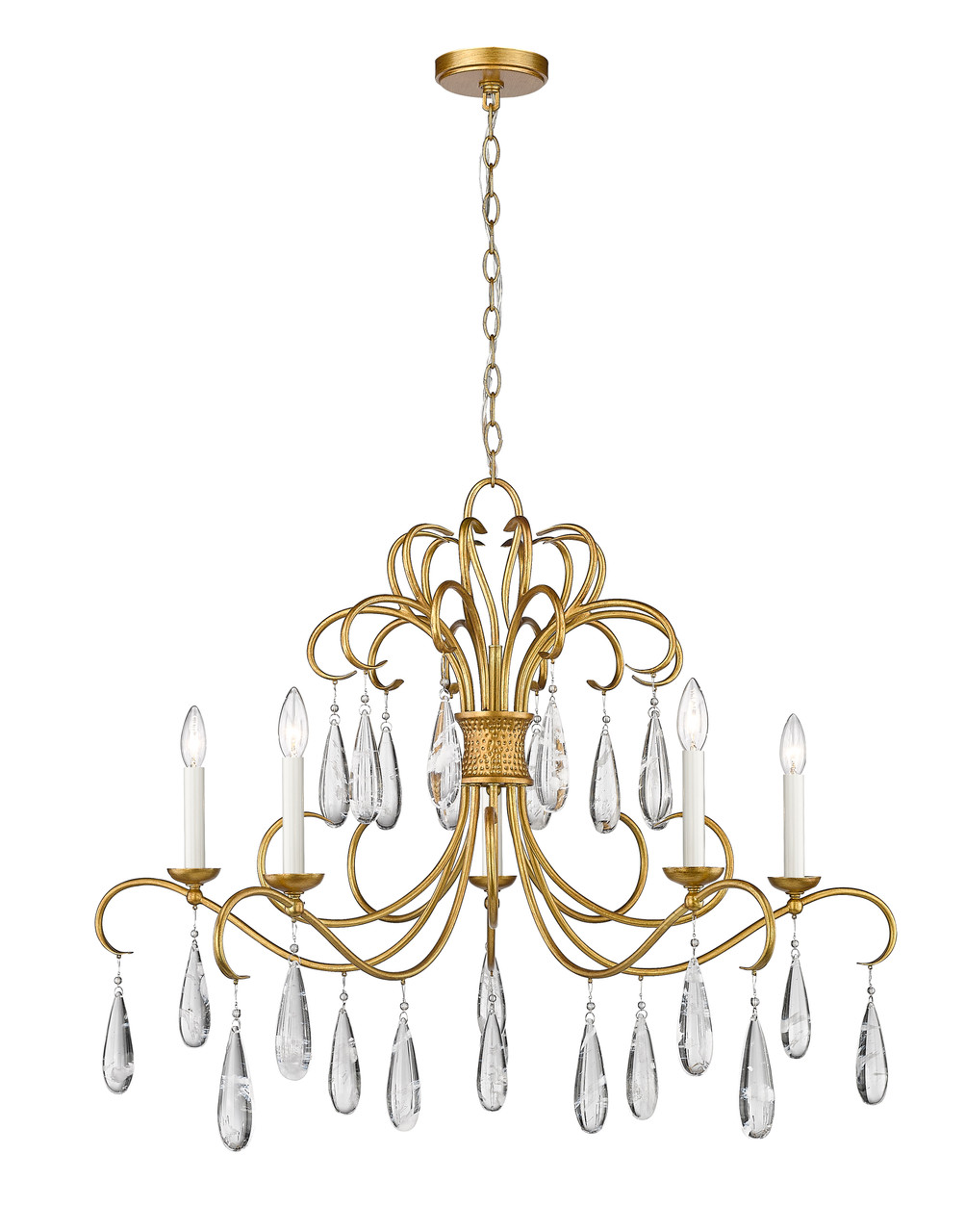 Z-LITE 3039-38GG 5-Light Chandelier, Gilded Gold
