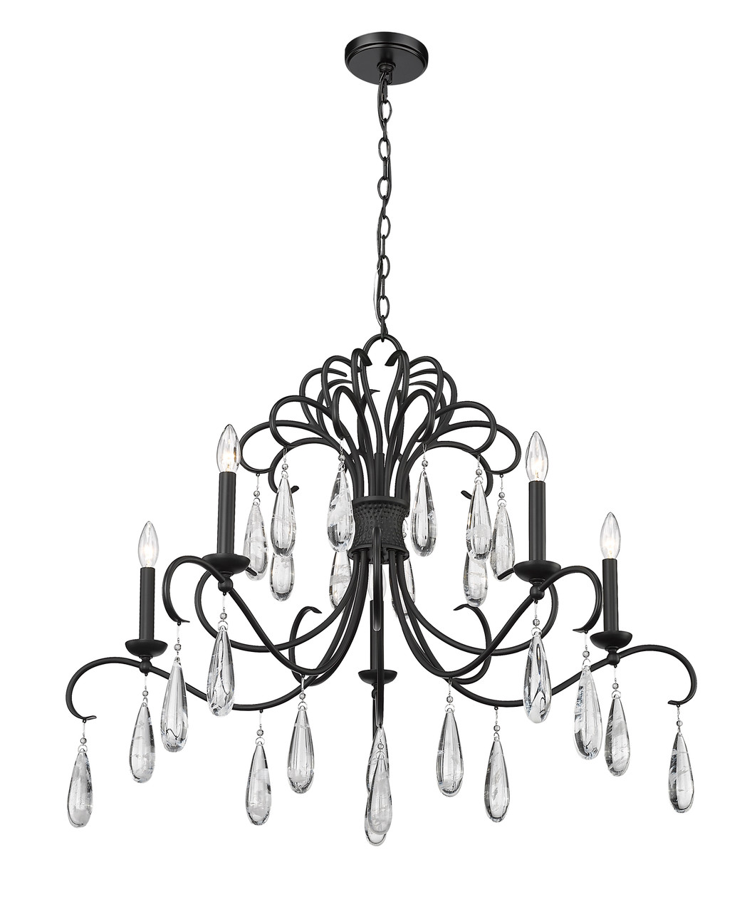 Z-LITE 3039-38MB 5-Light Chandelier, Matte Black