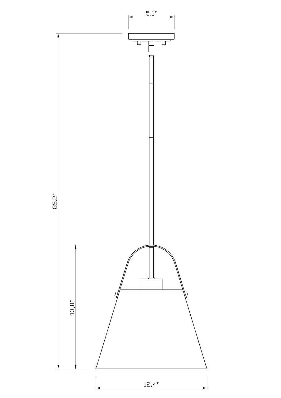 Z-LITE 743P12-MB 1-Light Pendant, Matte Black