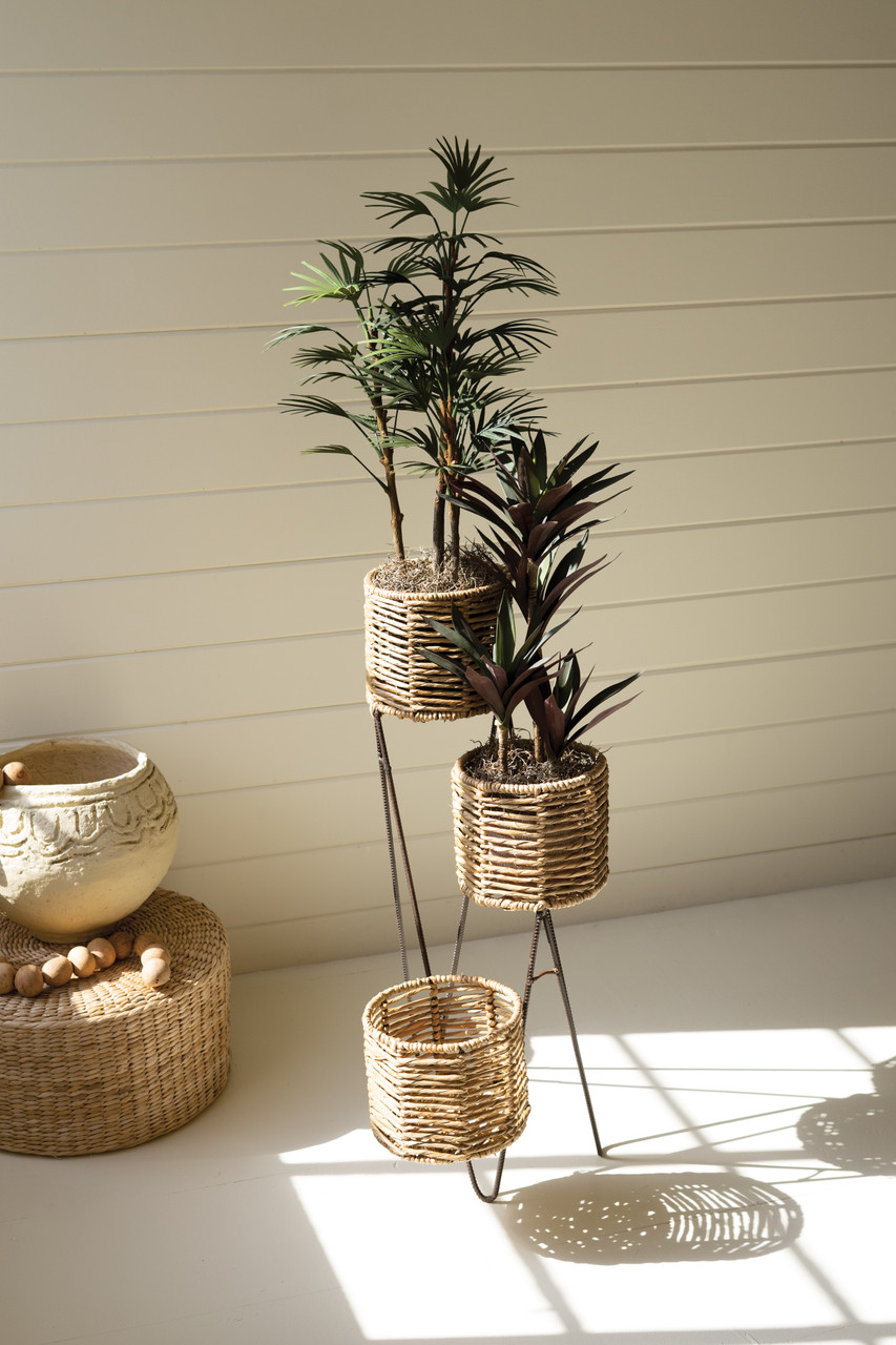 KALALOU A6360 THREE TIERED SEAGRASS PLANT STAND