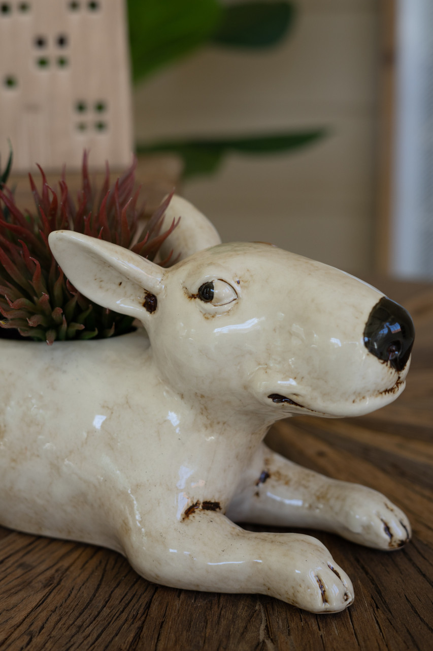 KALALOU CDV2264 CERAMIC BULL TERRIER PLANTER