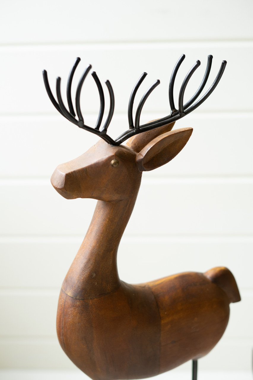 Kalalou Carved Wood and Iron Reindeer - Thumbnail 5