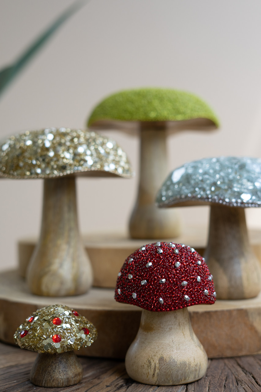 KALALOU NNV1190 SET OF FIVE MUSHROOMS WITH MOSAIC TOPS