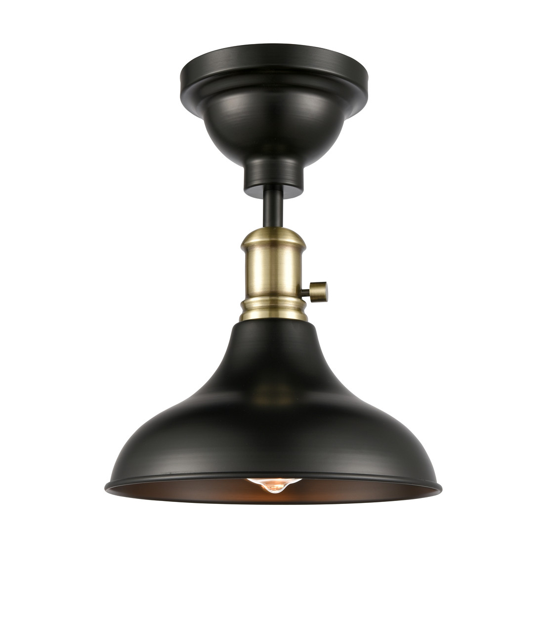 INNOVATIONS 443SW-1C-BAB-M15BK-LED Metro 1 Light 10 inch Flush Mount With Switch Black Antique Brass