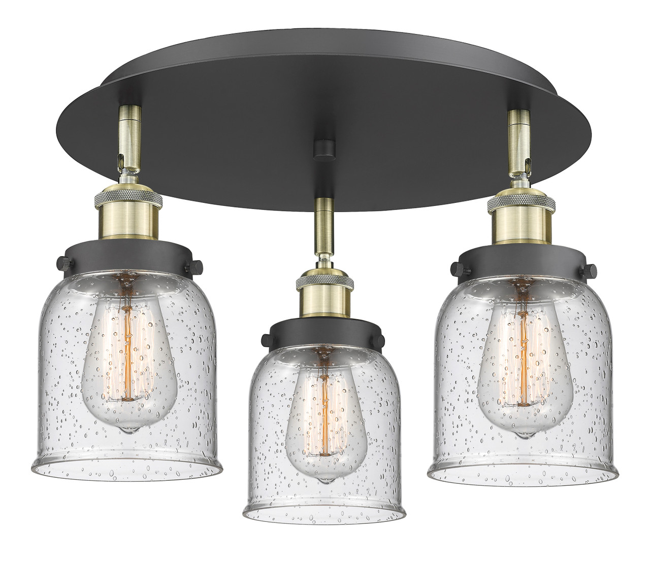 INNOVATIONS 916-3C-BAB-G54 Cone 3 16.75 inch Flush Mount Black Antique Brass