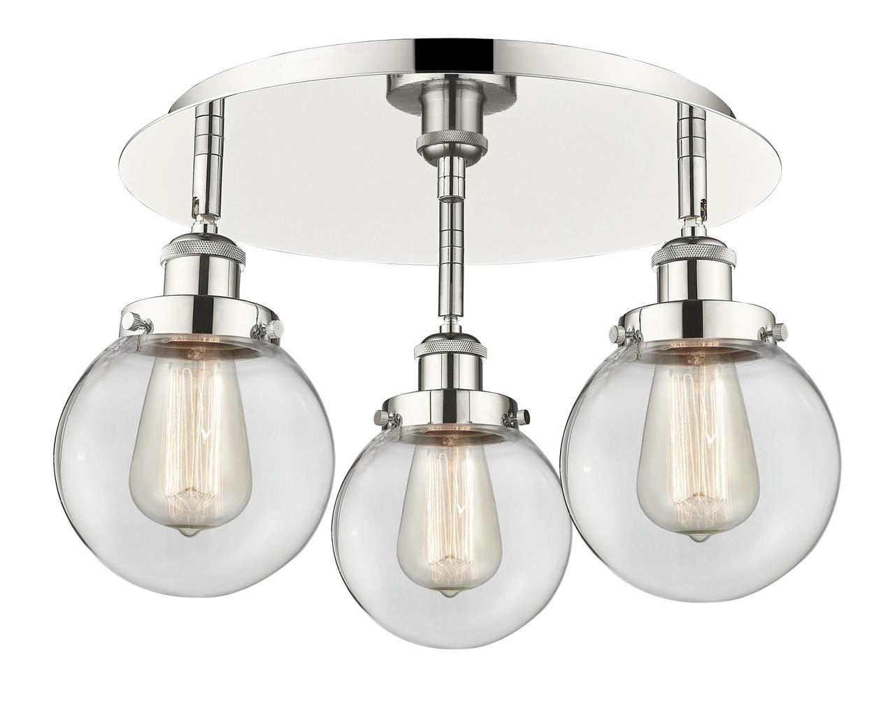 INNOVATIONS 916-3C-PN-G202-6 Beacon 3 17.75 inch Flush Mount Polished Nickel