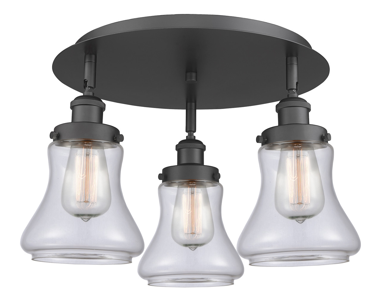 INNOVATIONS 916-3C-BK-G192 Bellmont 3 17.75 inch Flush Mount Matte Black