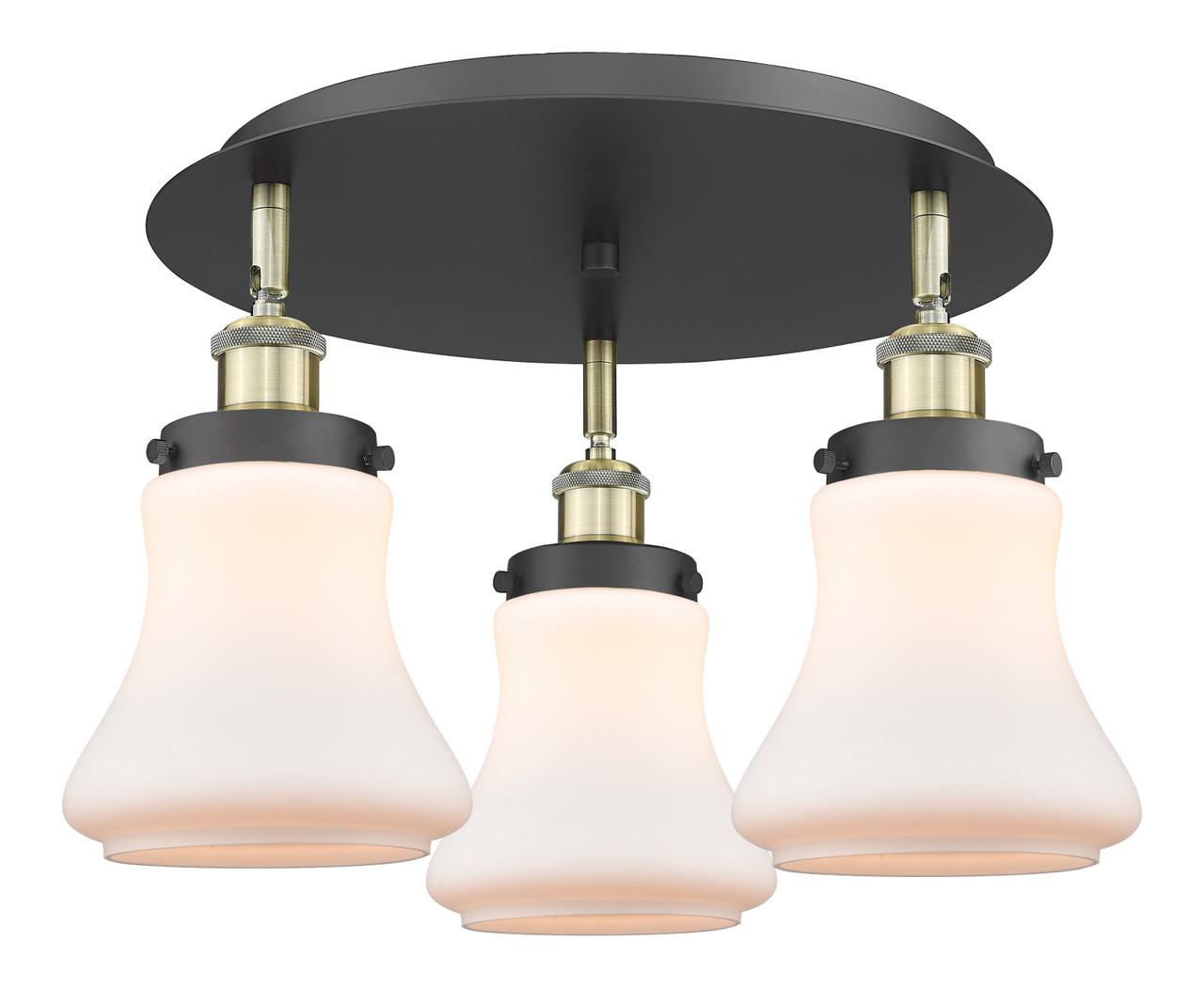 INNOVATIONS 916-3C-BAB-G191 Bellmont 3 17.75 inch Flush Mount Black Antique Brass