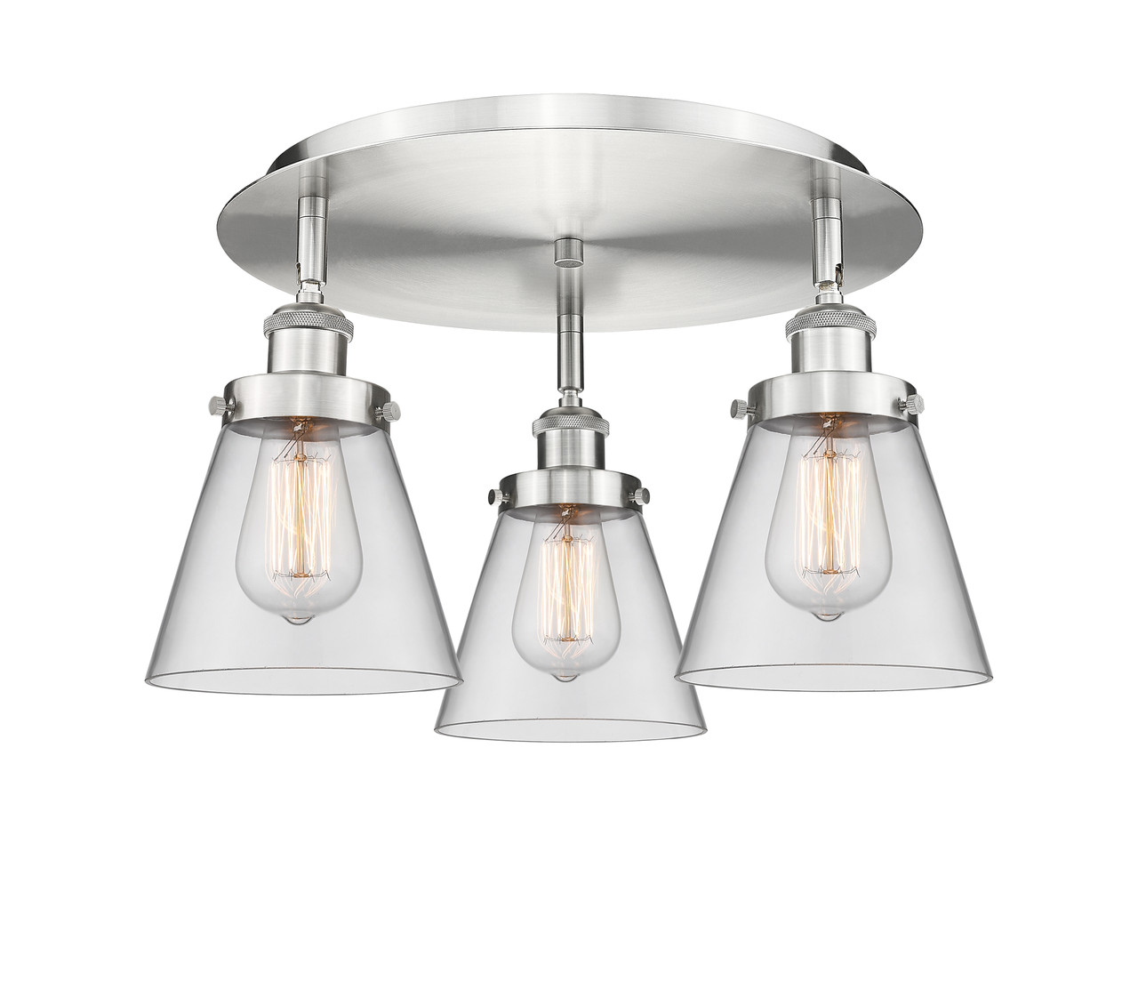 INNOVATIONS 916-3C-SN-G62 Cone 3 18 inch Flush Mount Satin Nickel