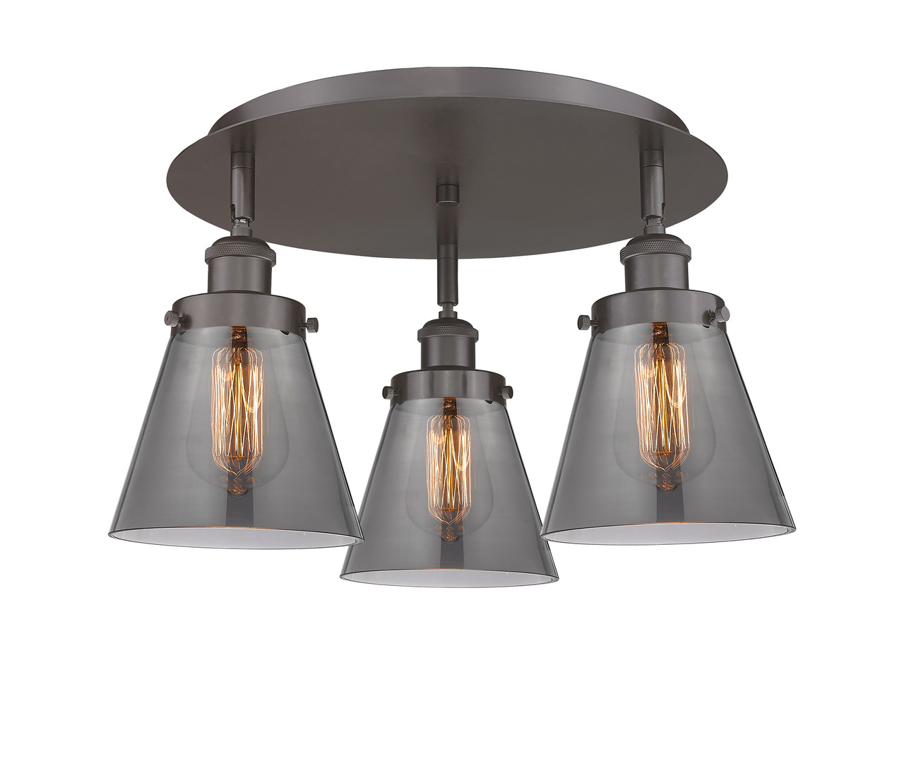 INNOVATIONS 916-3C-OB-G63 Cone 3 18 inch Flush Mount Oil Rubbed Bronze
