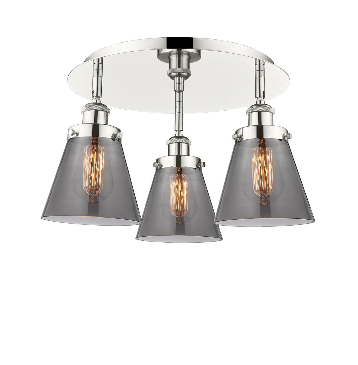 INNOVATIONS 916-3C-PN-G63 Cone 3 18 inch Flush Mount Polished Nickel