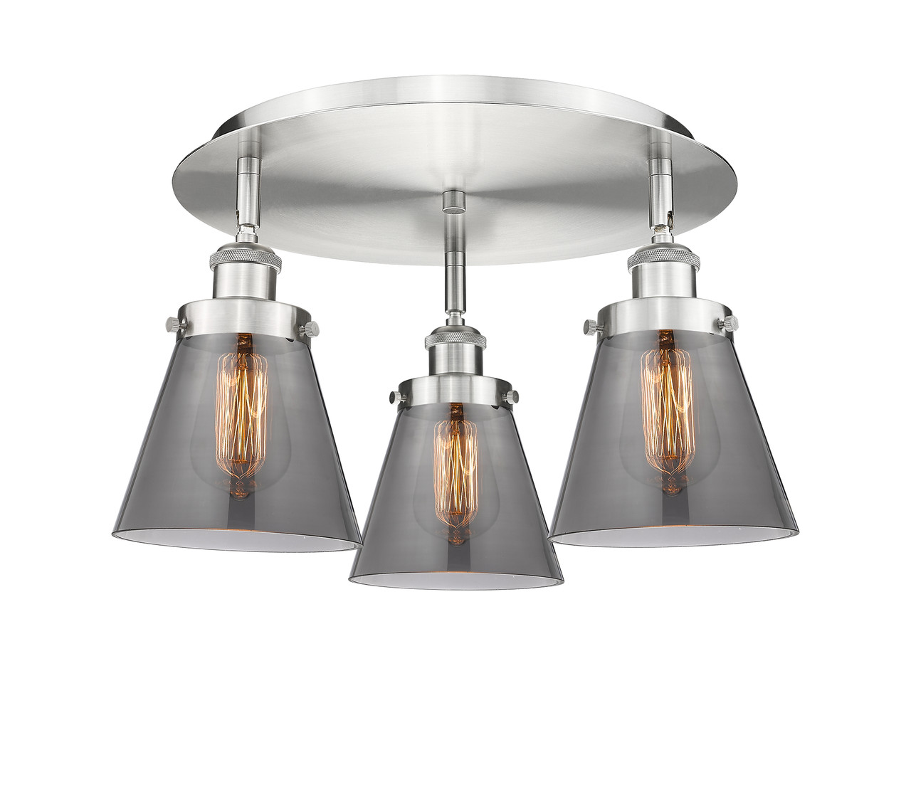 INNOVATIONS 916-3C-SN-G63 Cone 3 18 inch Flush Mount Satin Nickel