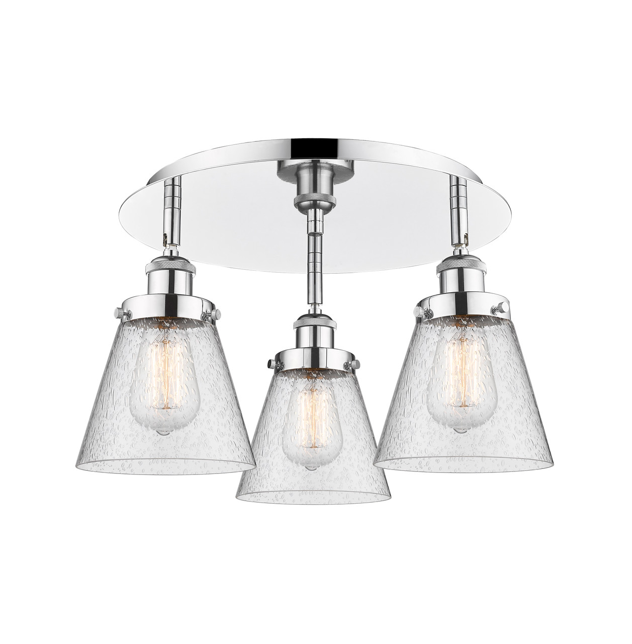 INNOVATIONS 916-3C-PC-G64 Cone 3 18 inch Flush Mount Polished Chrome
