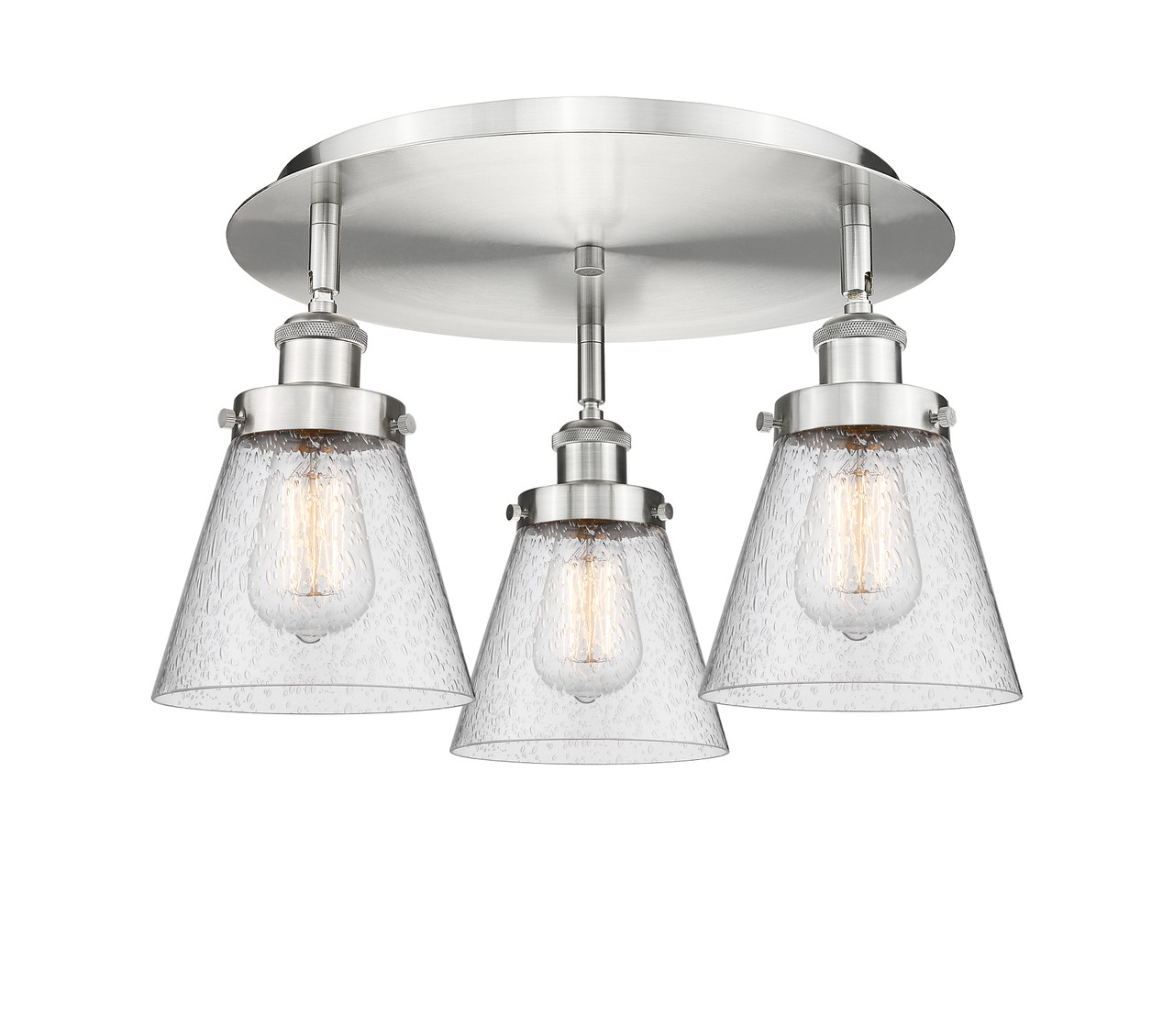 INNOVATIONS 916-3C-SN-G64 Cone 3 18 inch Flush Mount Satin Nickel