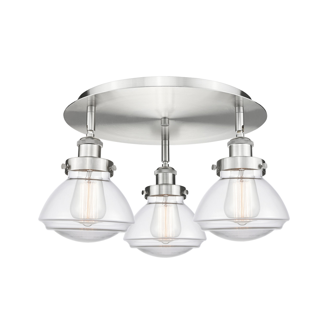 INNOVATIONS 916-3C-SN-G322 Olean 3 18.25 inch Flush Mount Satin Nickel