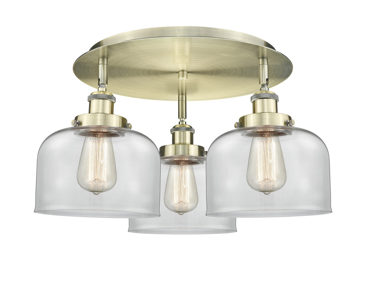 INNOVATIONS 916-3C-AB-G72 Cone 3 19.75 inch Flush Mount Antique Brass