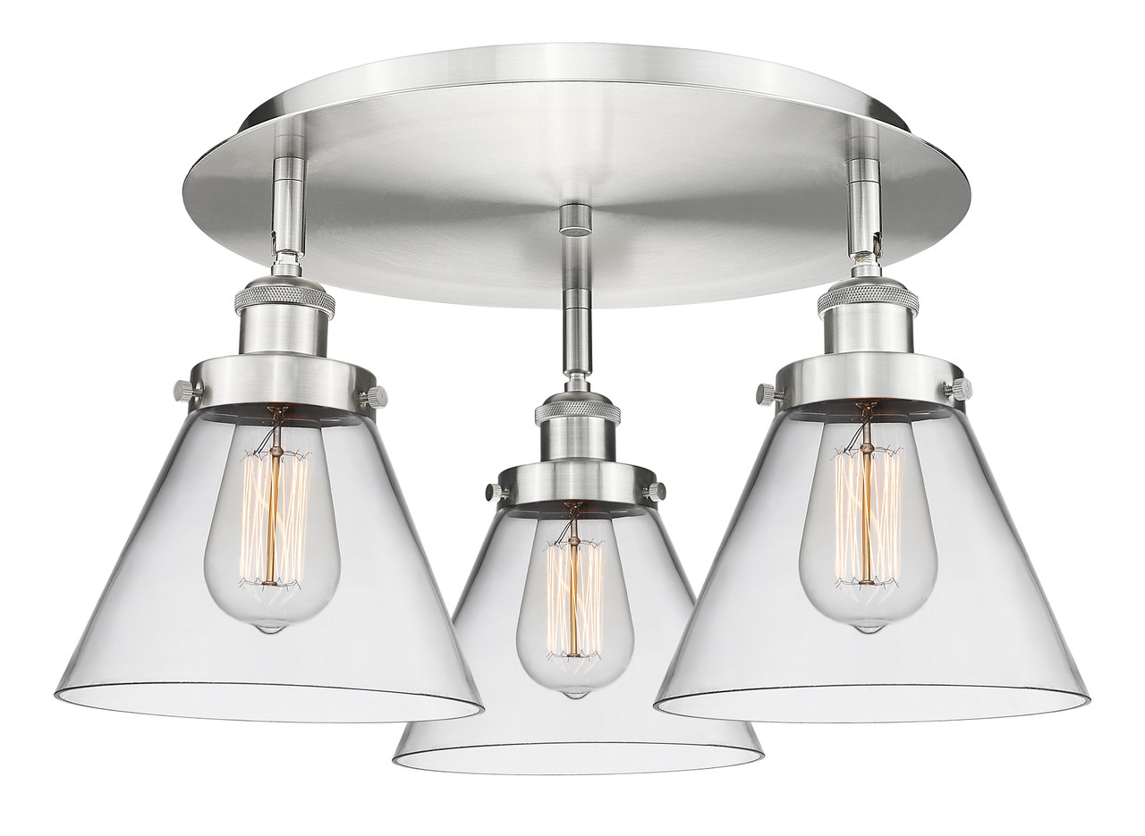 INNOVATIONS 916-3C-SN-G42 Cone 3 19.5 inch Flush Mount Satin Nickel