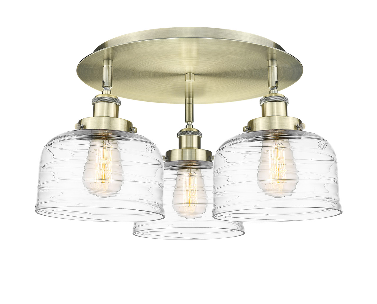 INNOVATIONS 916-3C-AB-G713 Bell 3 19.75 inch Flush Mount Antique Brass