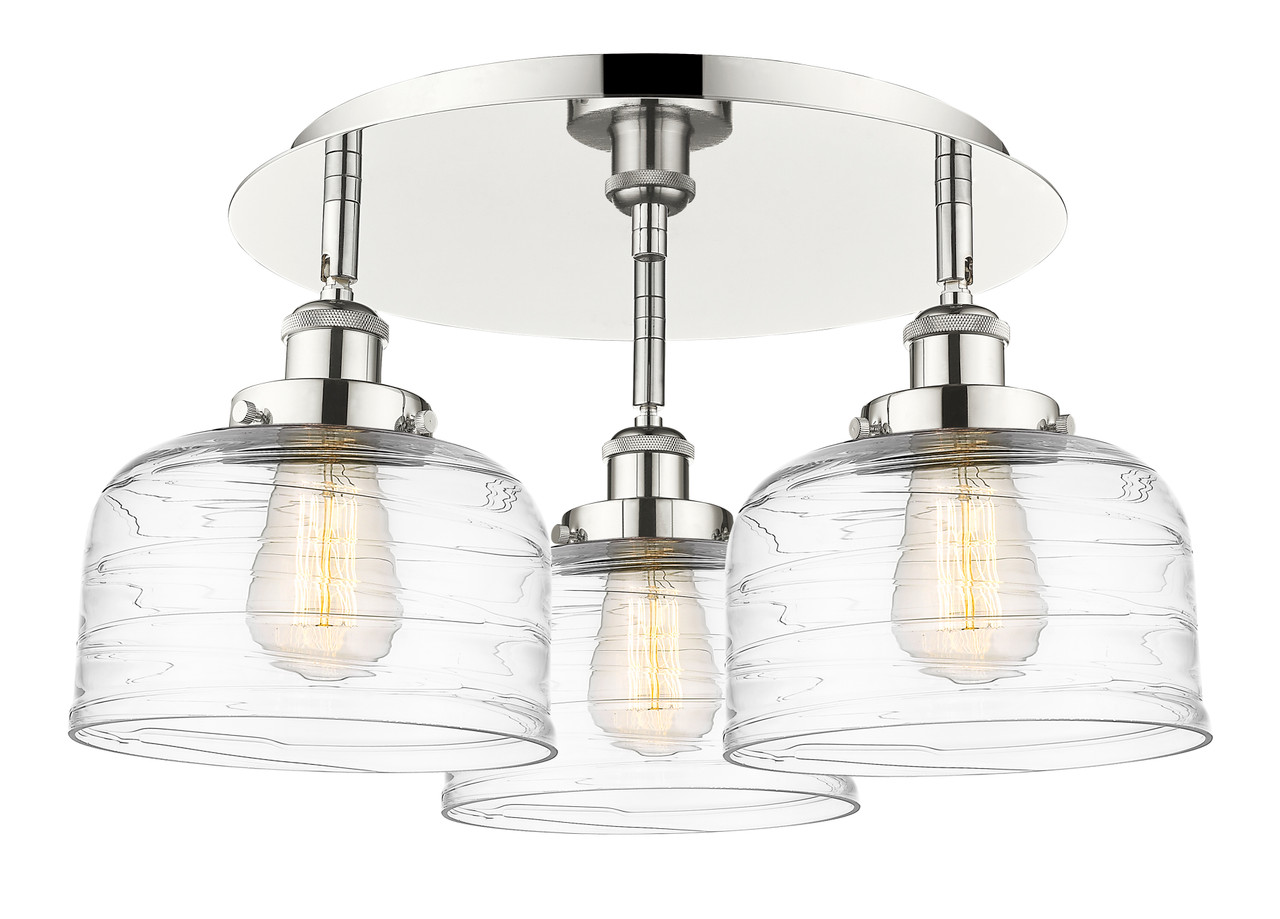 INNOVATIONS 916-3C-PN-G713 Bell 3 19.75 inch Flush Mount Polished Nickel