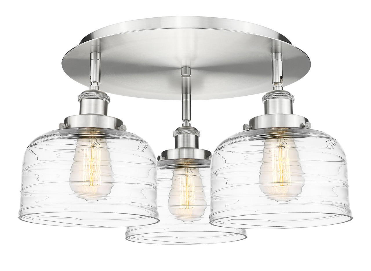 INNOVATIONS 916-3C-SN-G713 Bell 3 19.75 inch Flush Mount Satin Nickel