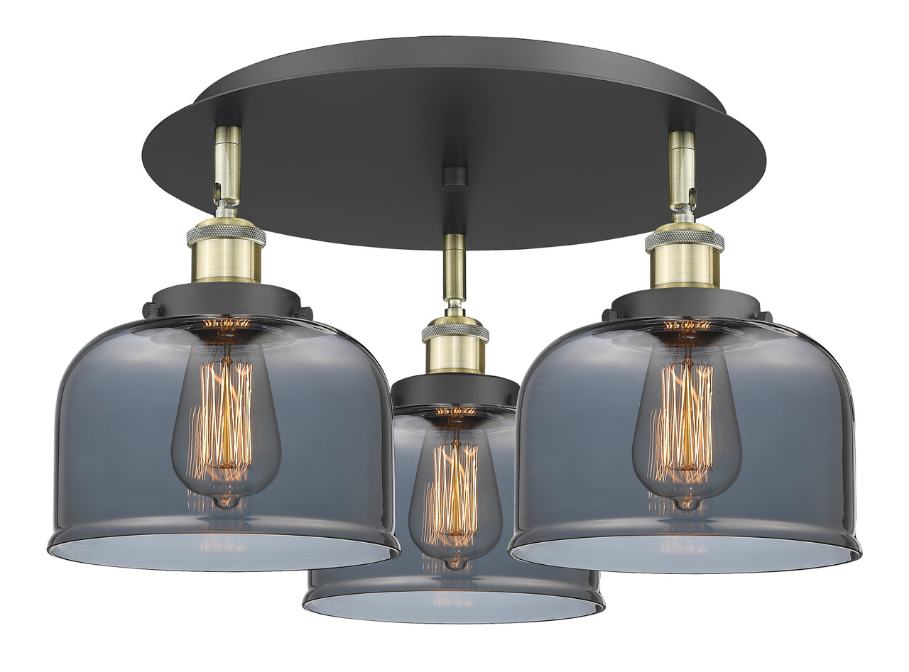 INNOVATIONS 916-3C-BAB-G73 Cone 3 19.75 inch Flush Mount Black Antique Brass