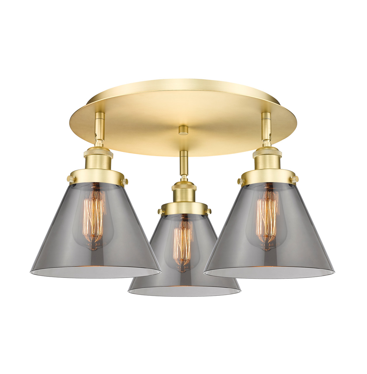 INNOVATIONS 916-3C-SG-G43 Cone 3 19.5 inch Flush Mount Satin Gold