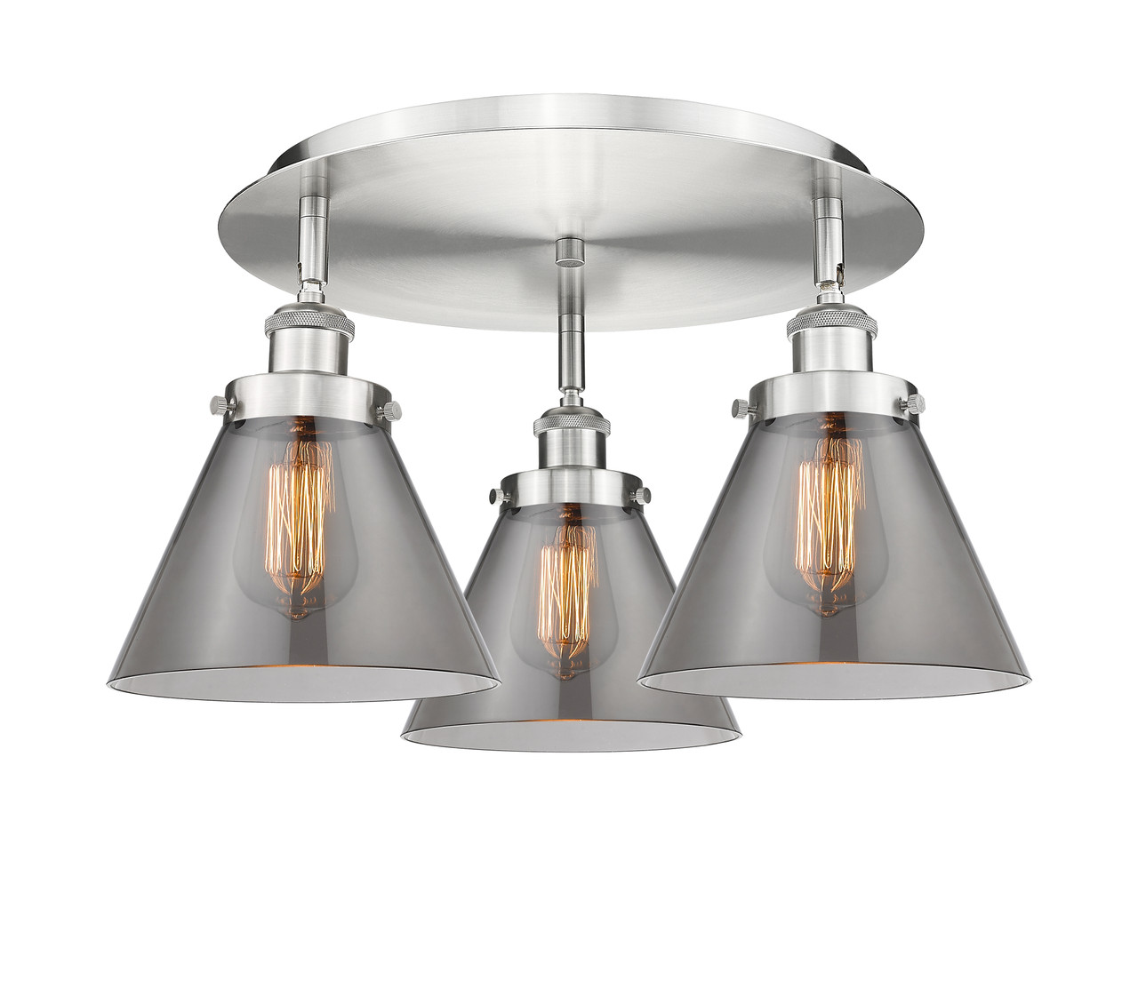 INNOVATIONS 916-3C-SN-G43 Cone 3 19.5 inch Flush Mount Satin Nickel
