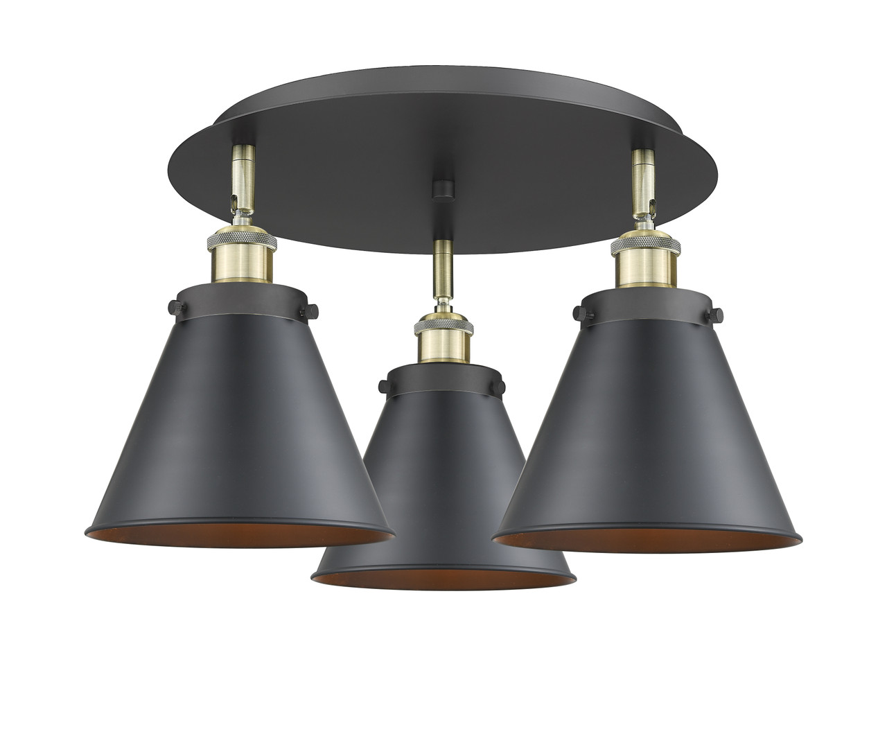 INNOVATIONS 916-3C-BAB-M13-BK Ballston Urban 3 19.75 inch Flush Mount Black Antique Brass