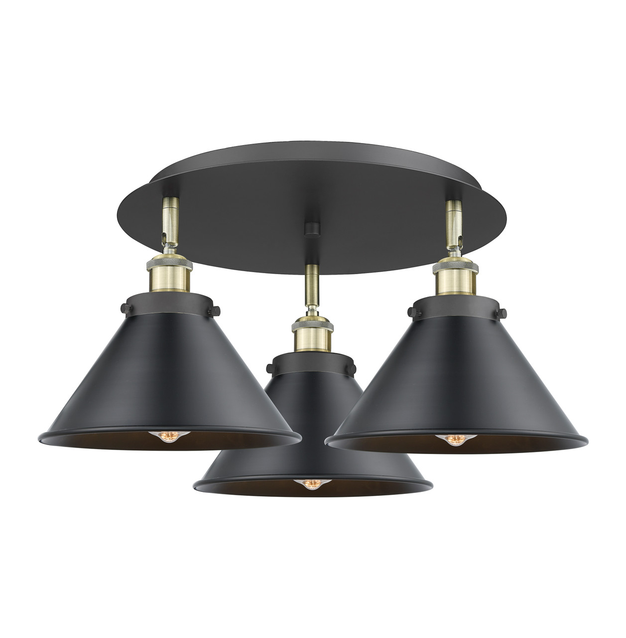 INNOVATIONS 916-3C-BAB-M10-BK Ballston Urban 3 Light 21.75 inch Flush Mount Black Antique Brass