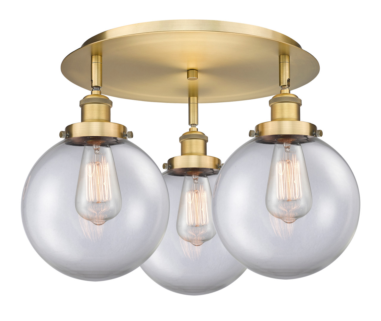 INNOVATIONS 916-3C-BB-G202-8 Whitney 3 19.75 inch Flush Mount Brushed Brass